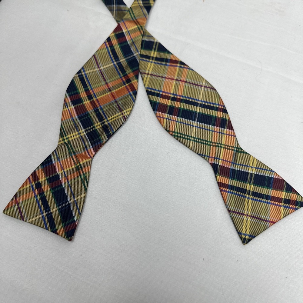 Men's Bow Tie Madras Plaid‎ Wedding Event Professional Dressy Preppy Warm Tones